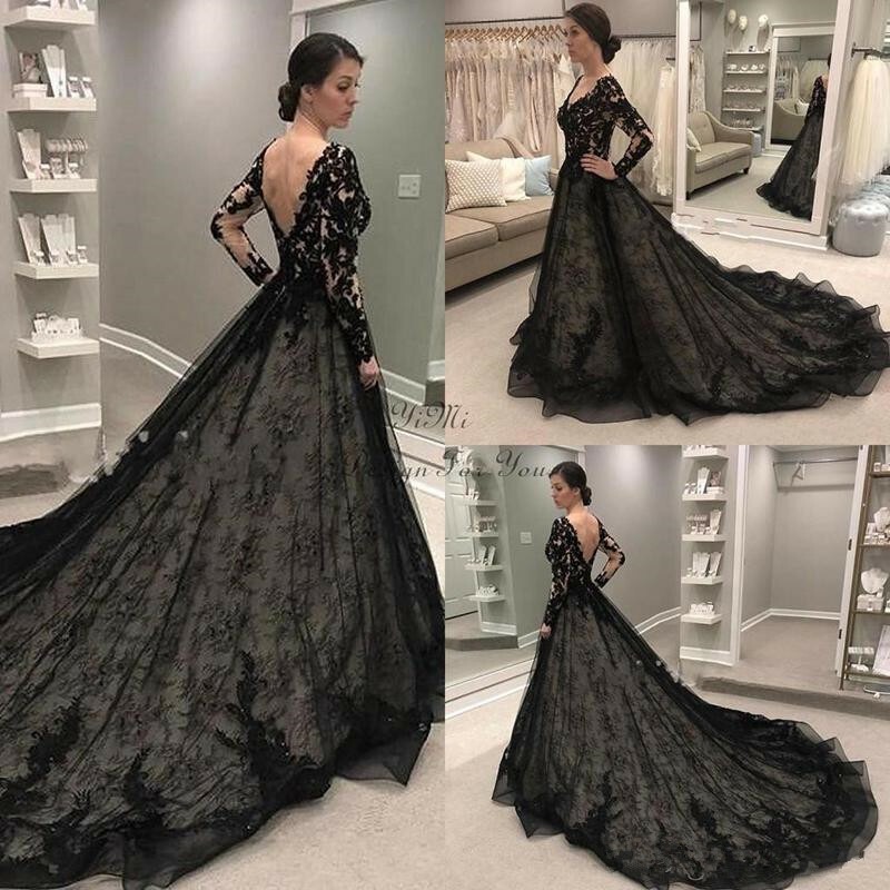 black ball gown wedding dress