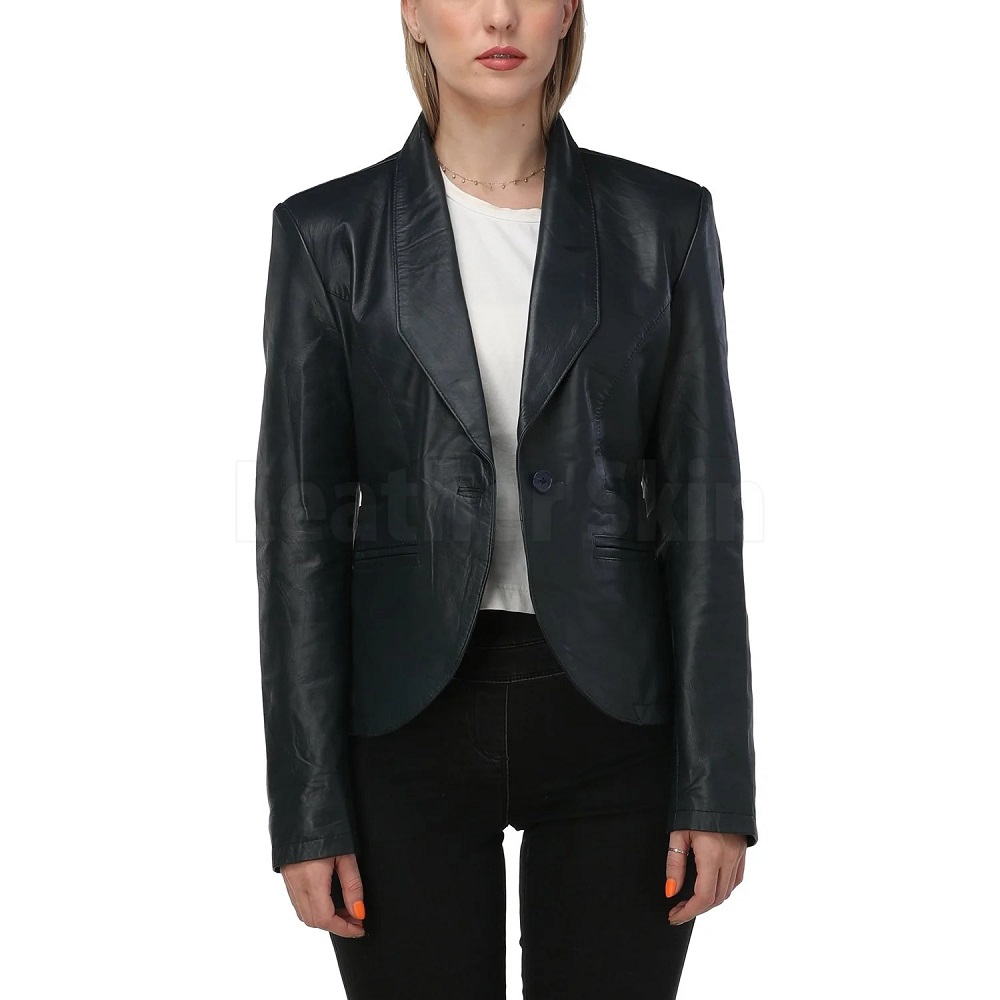 plus size leather blazer