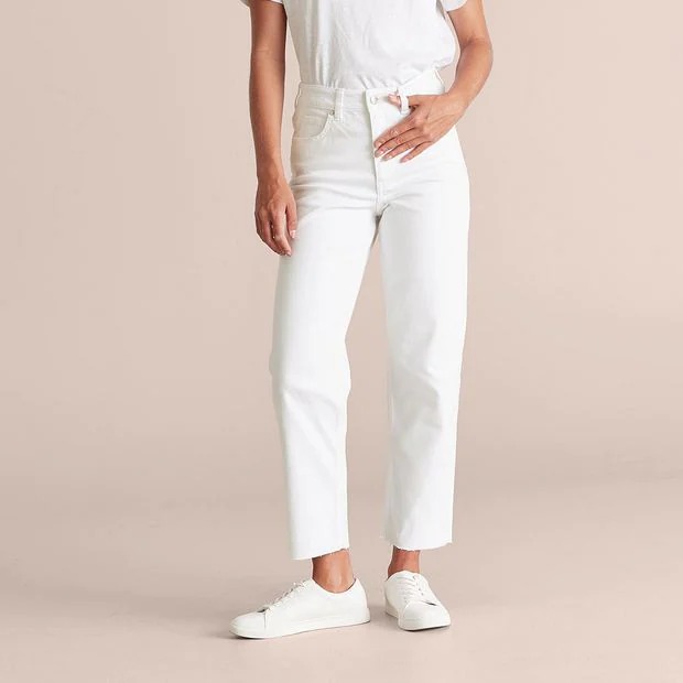 white straight leg jeans
