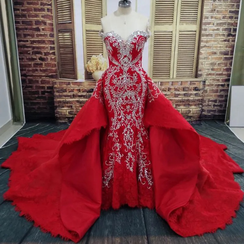 red wedding gown