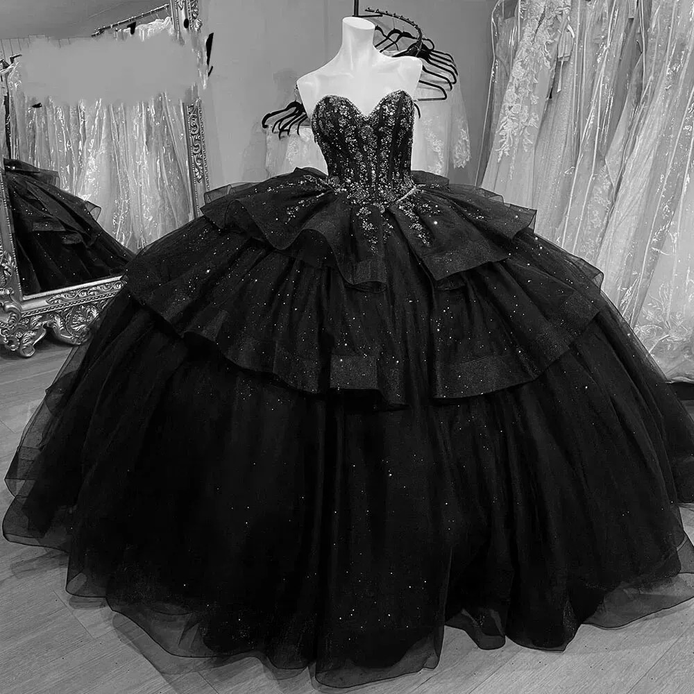 black ball gown wedding dress