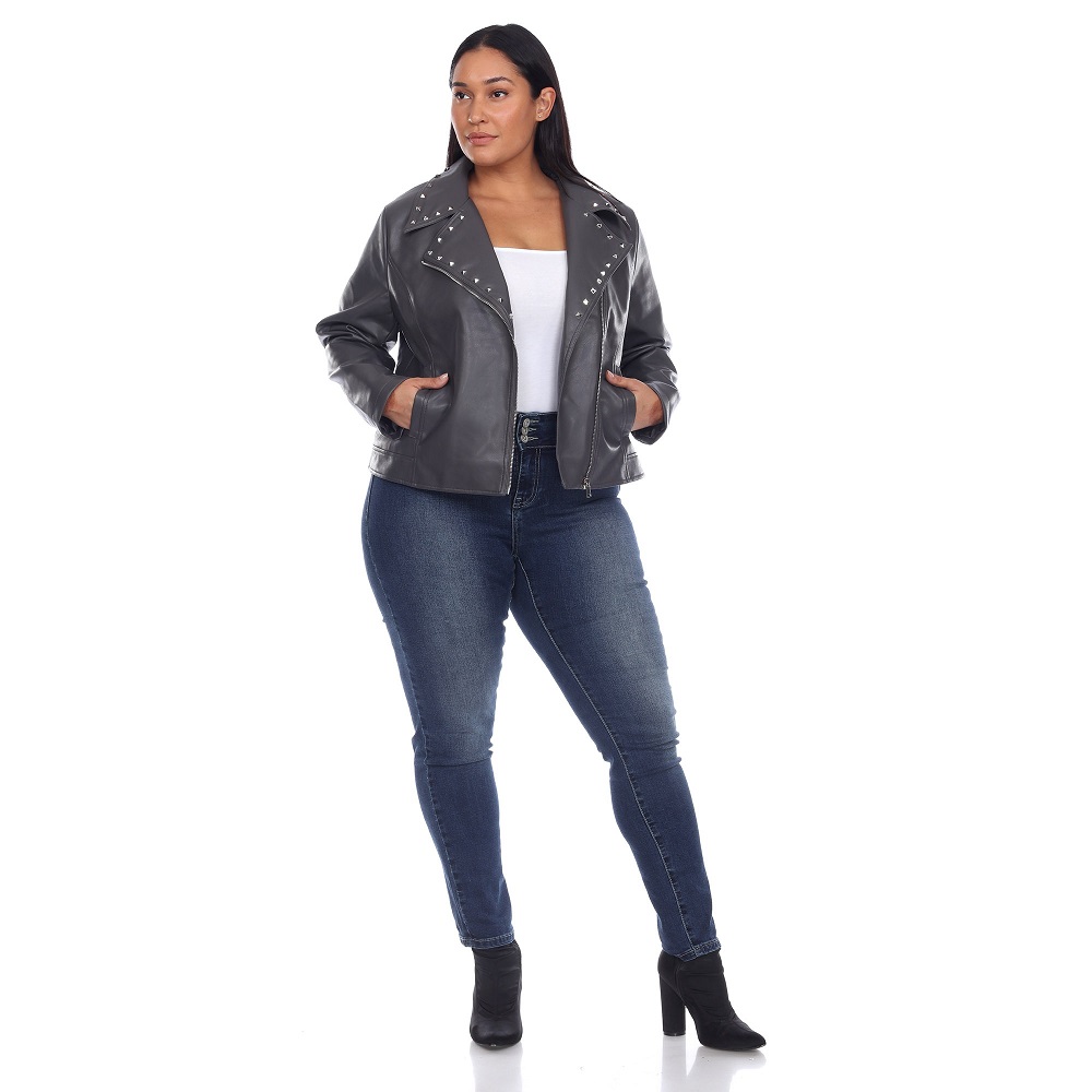 plus size leather blazer