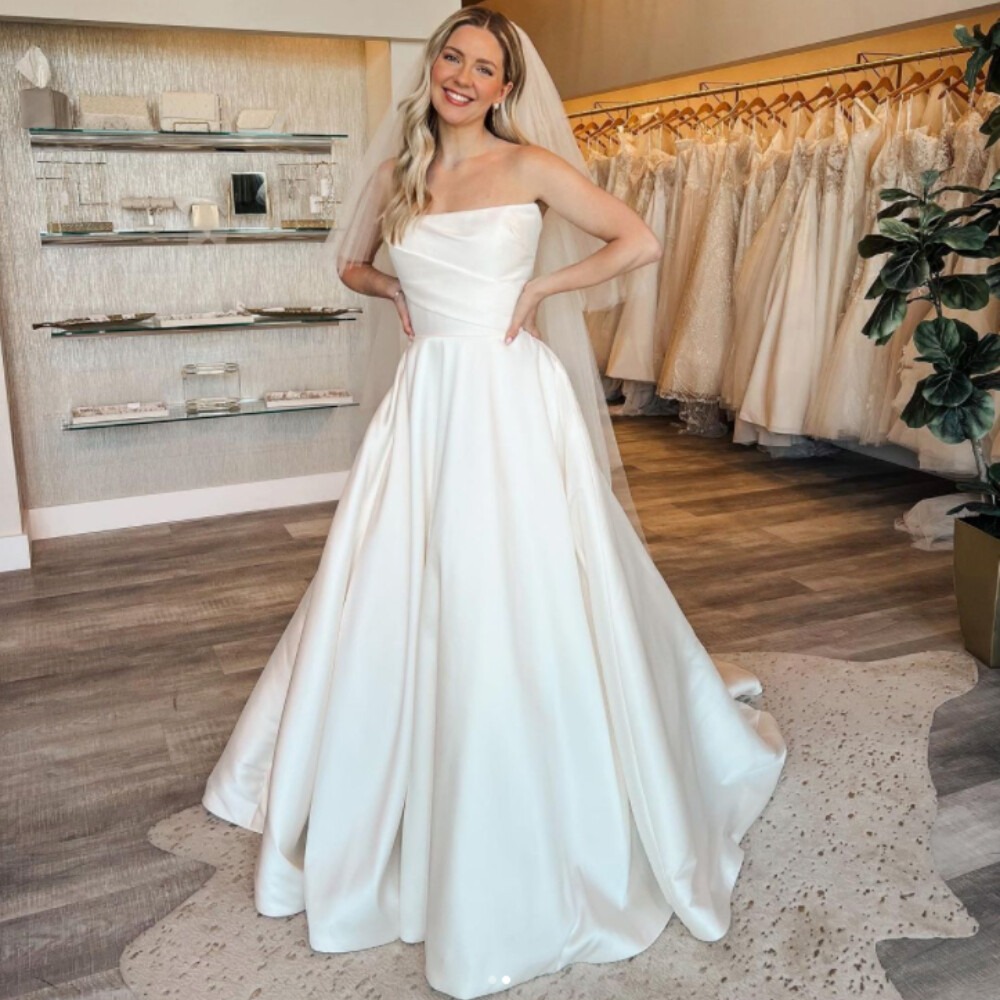 satin wedding gown