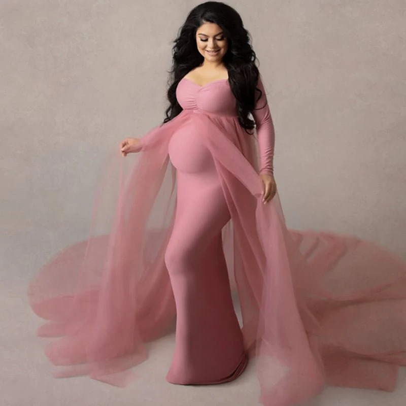 pink maternity gown