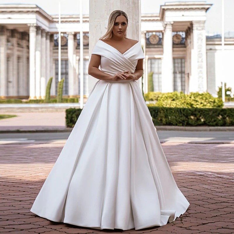 satin wedding gown