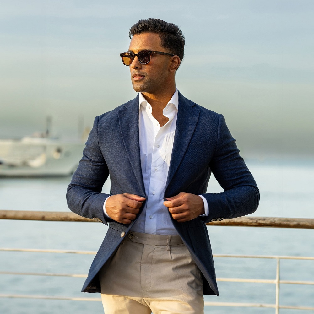 casual navy blazer