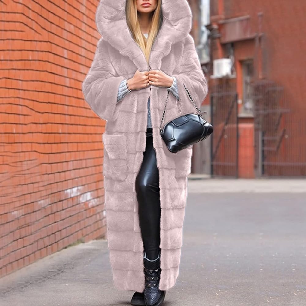 hooded faux fur coat