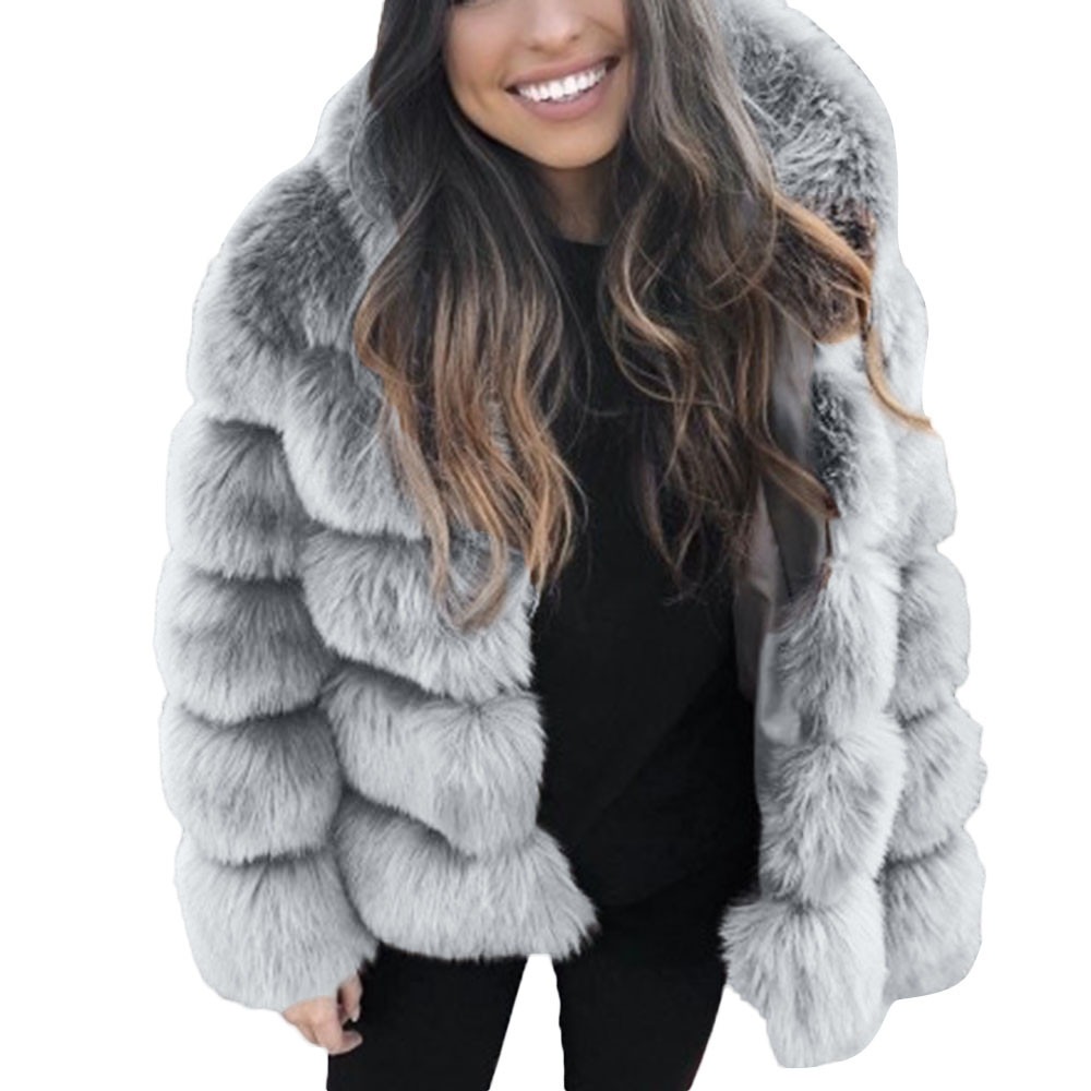 hooded faux fur coat