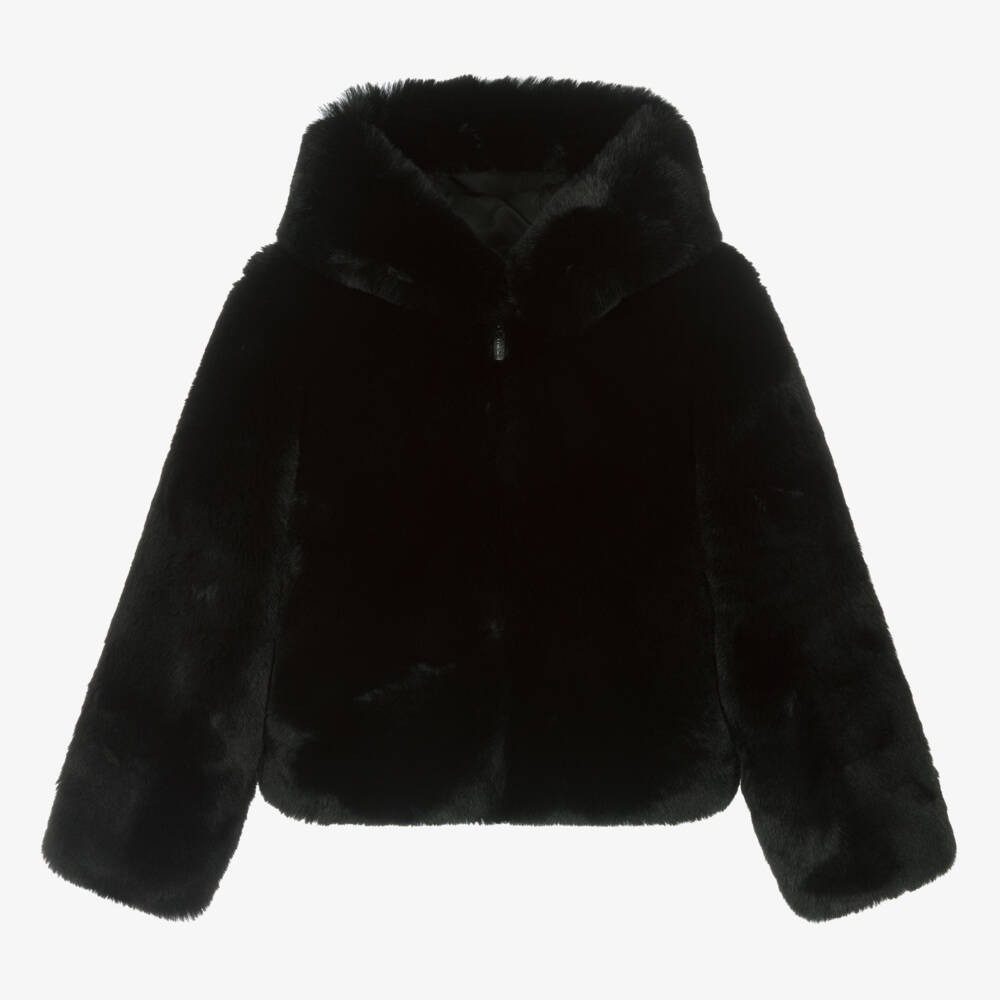 hooded faux fur coat