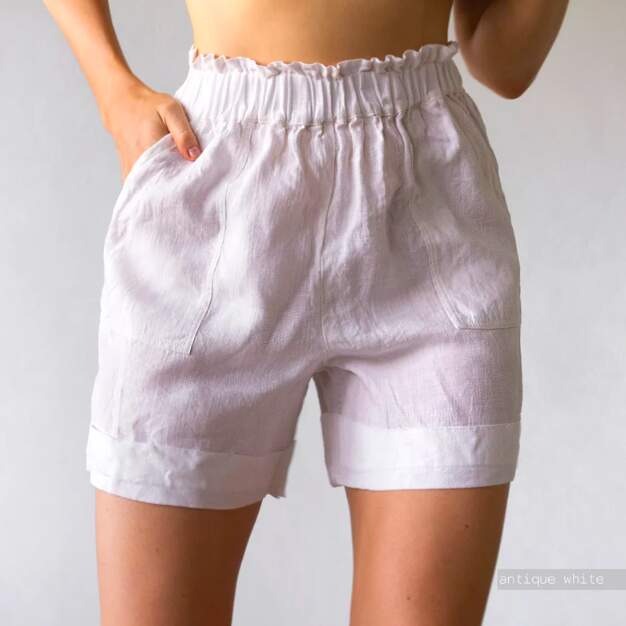 white linen shorts
