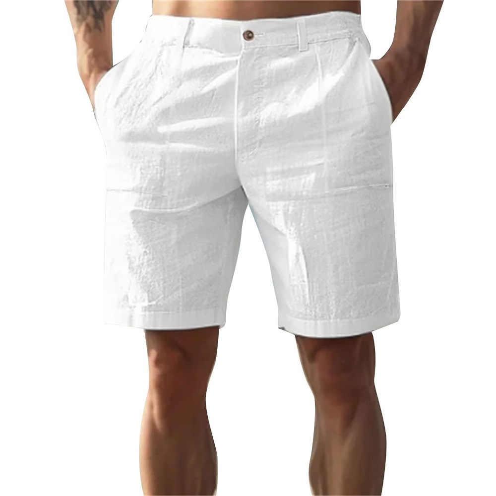 white linen shorts