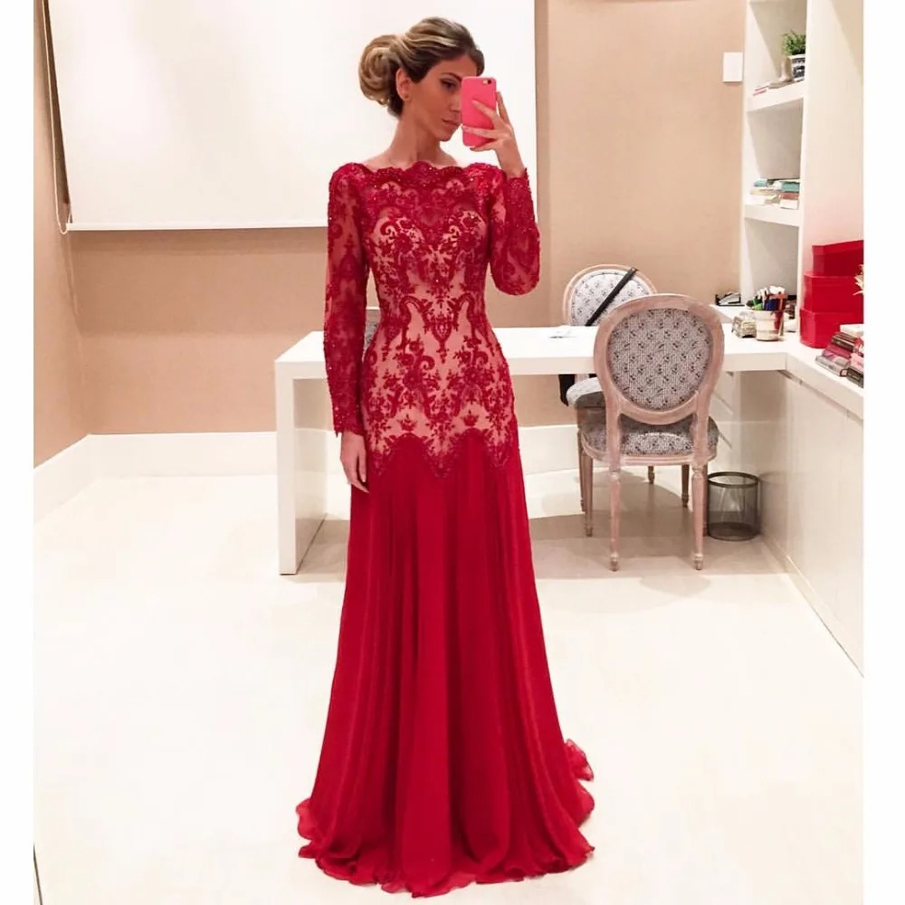 evening gown with sleeves