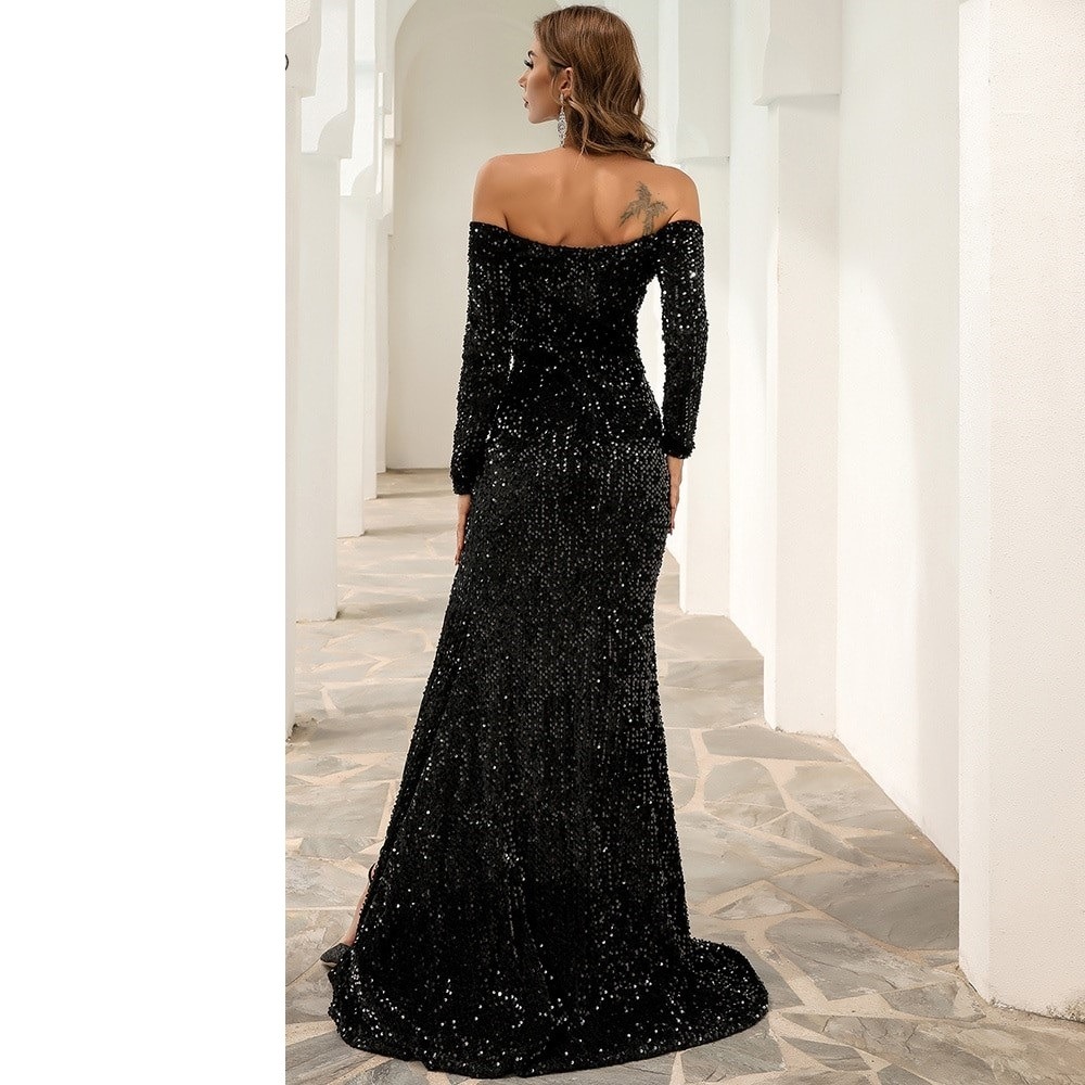 evening gown with sleeves