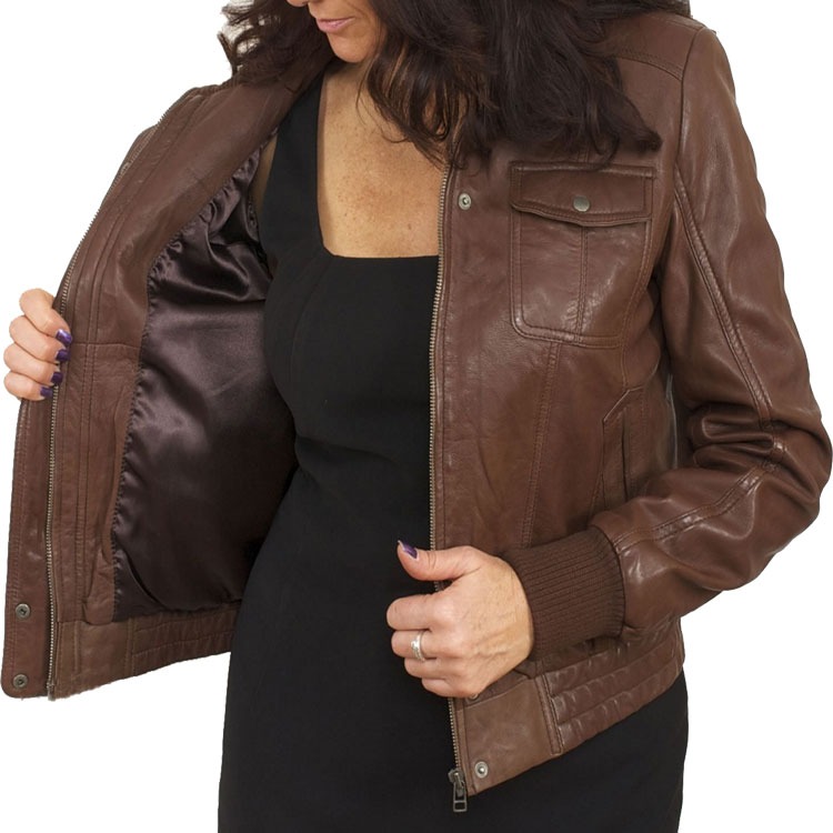 womens leather bomber jacket