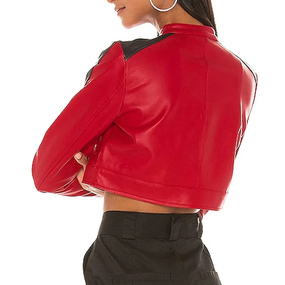 crop leather jacket