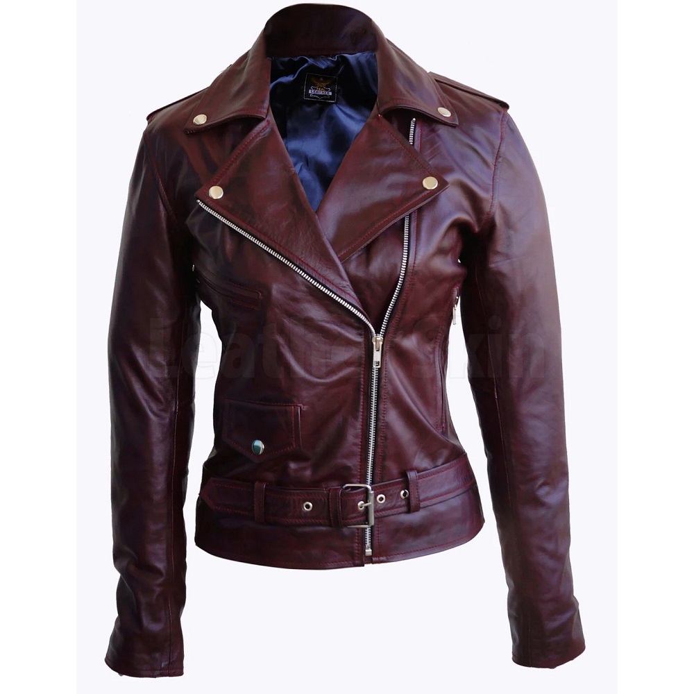 maroon leather jacket