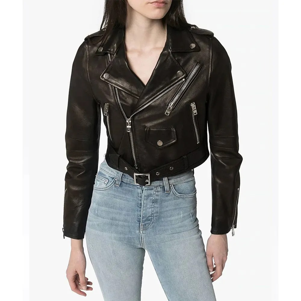 crop leather jacket