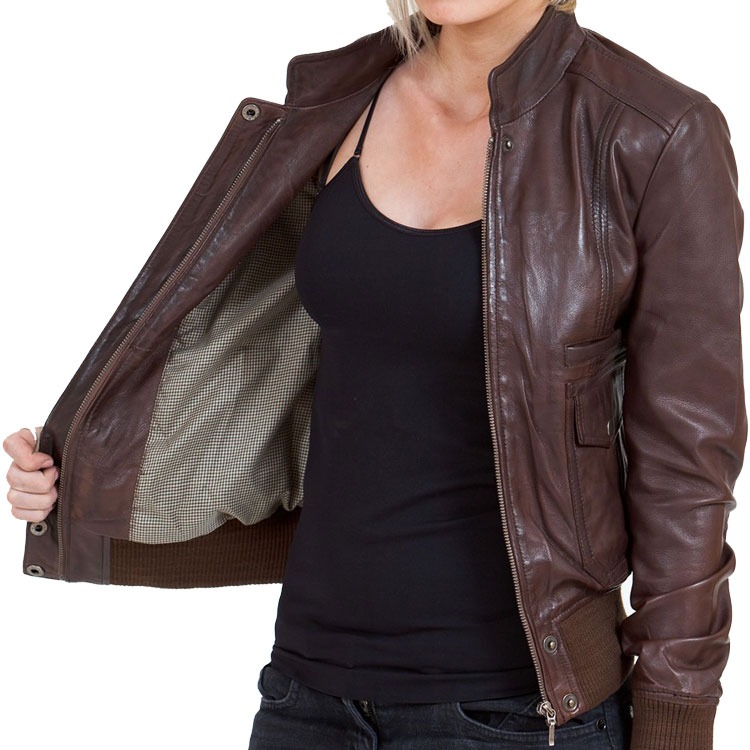 womens leather bomber jacket