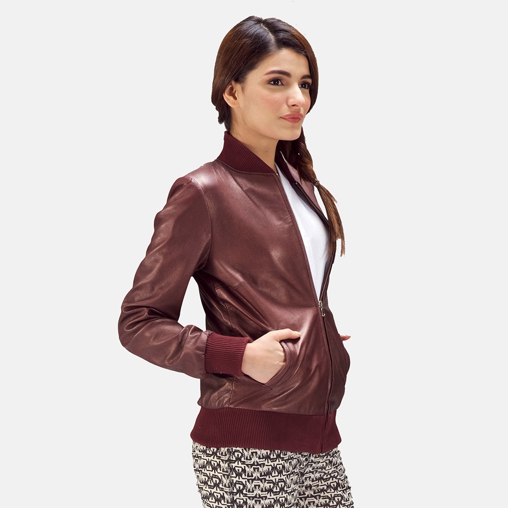 womens leather bomber jacket