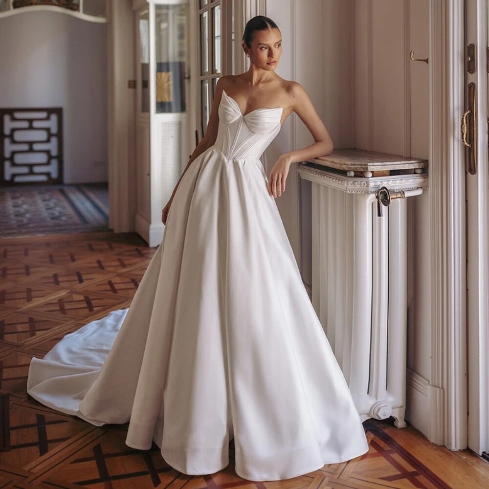 strapless wedding gown