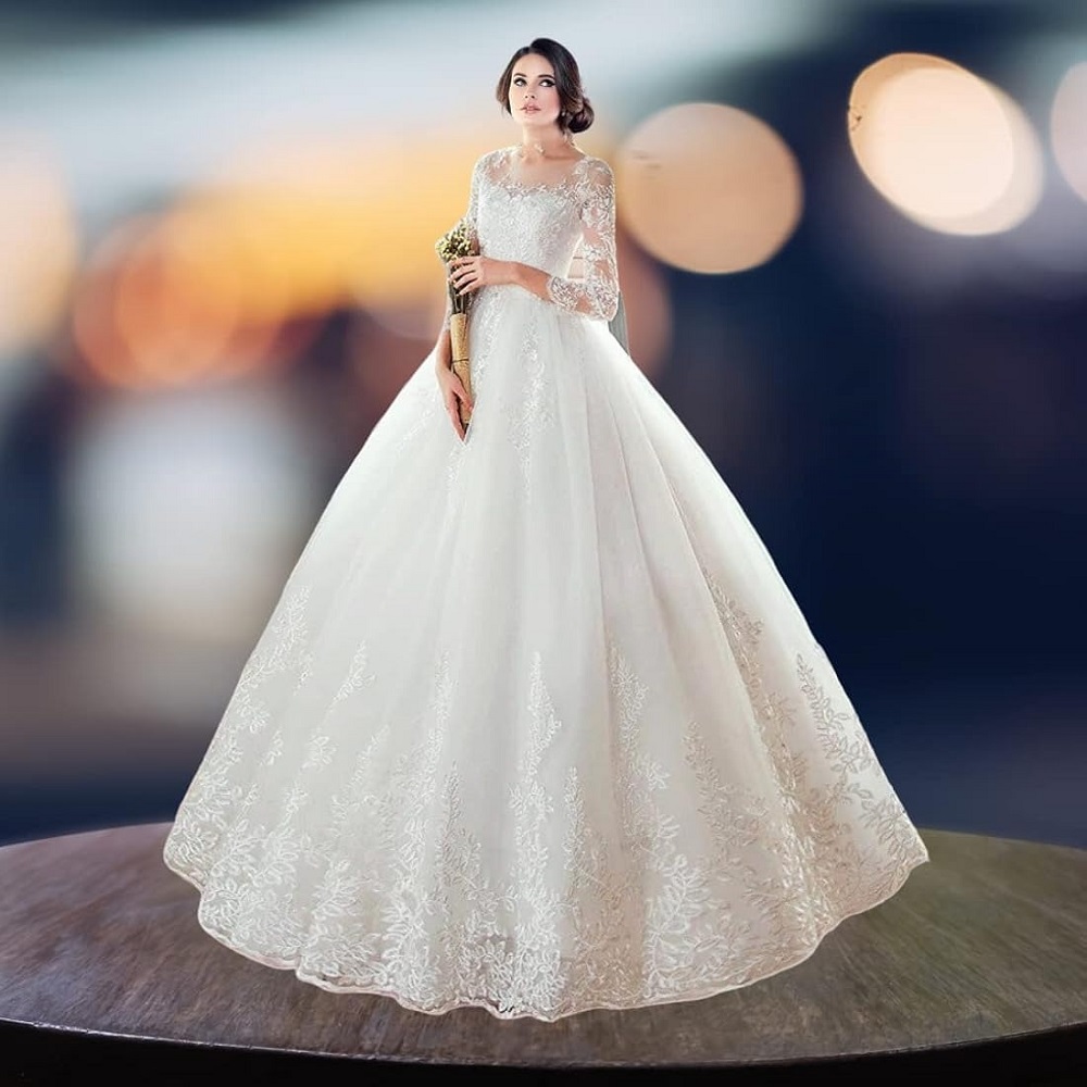 white ball gown wedding dress