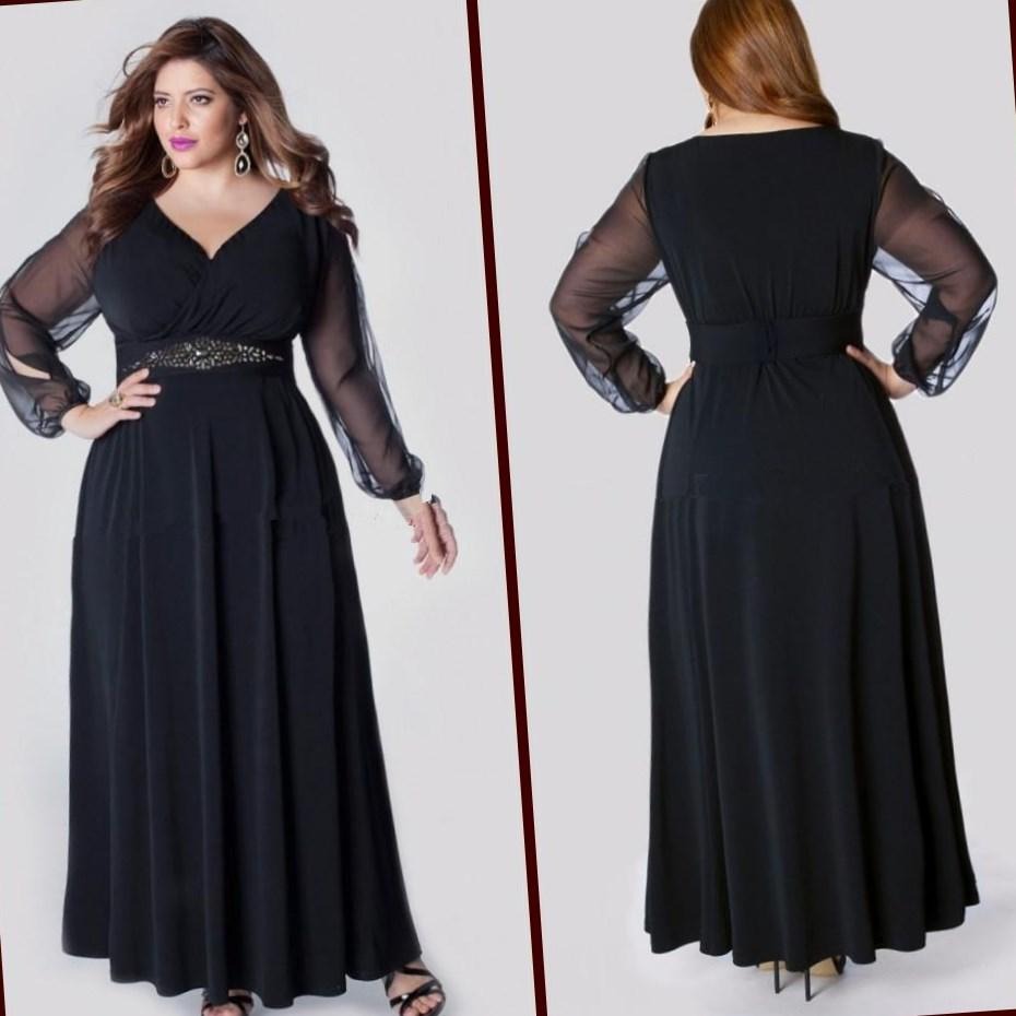 plus size black evening gown
