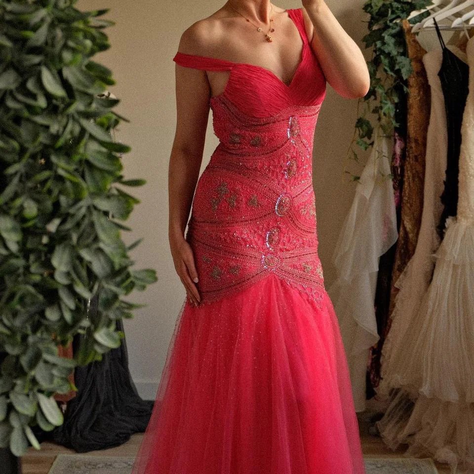 hot pink evening gown