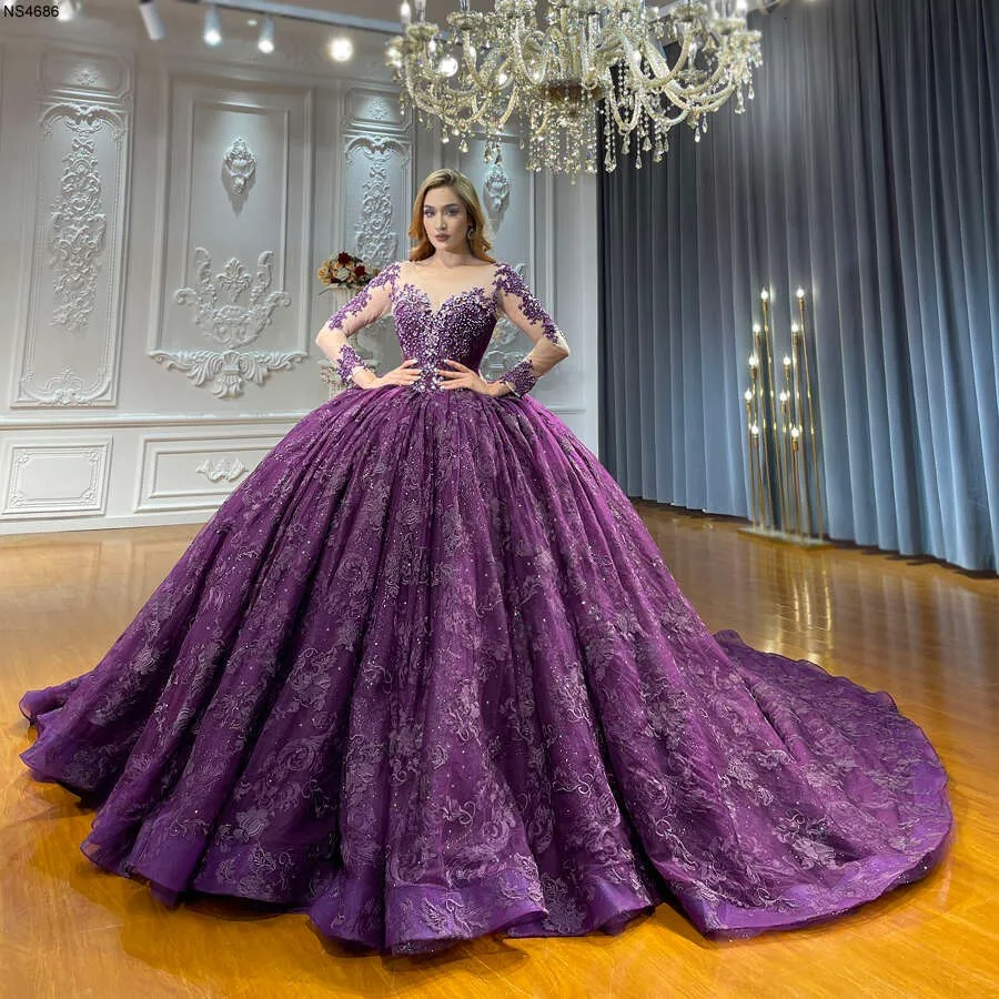 elegant purple ball gown