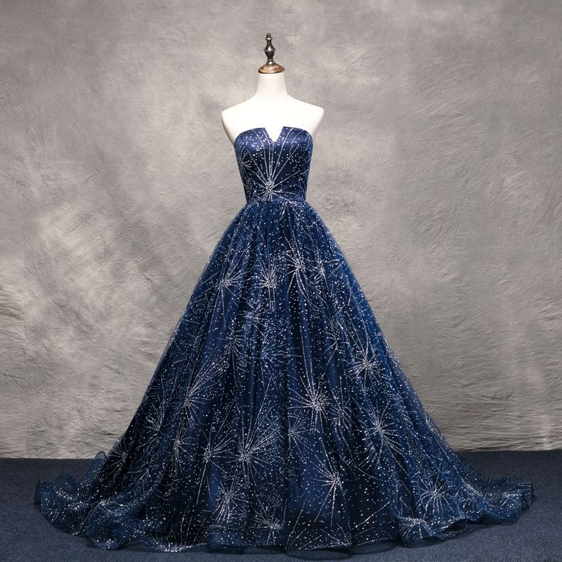 navy ball gown