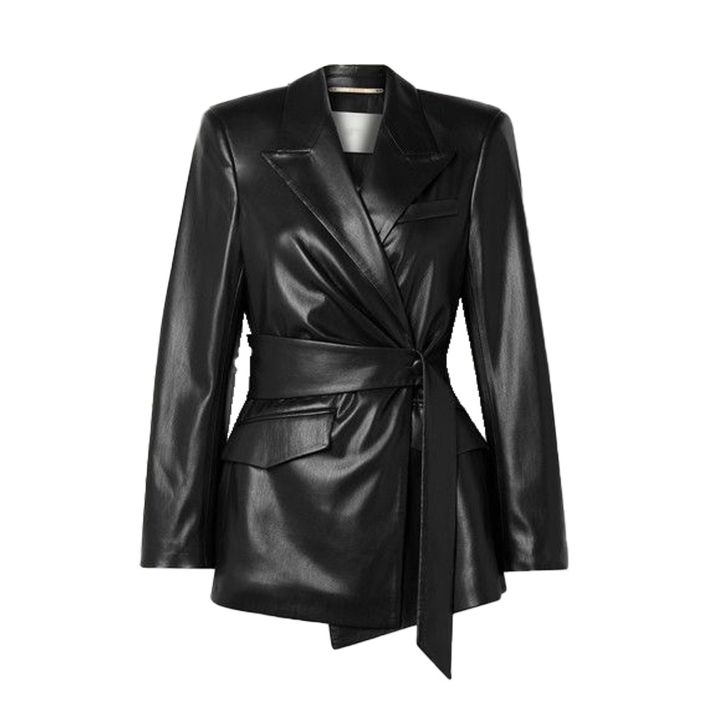 black leather blazer women