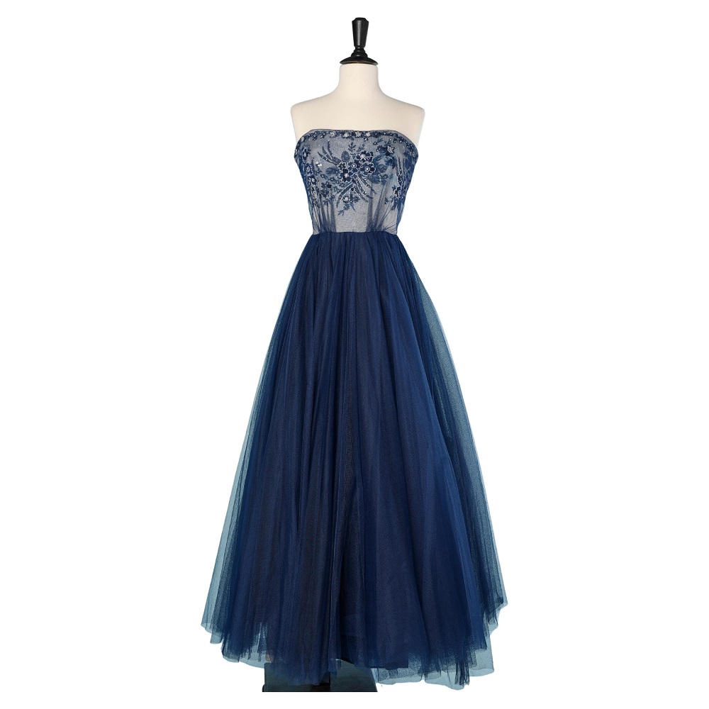 navy ball gown