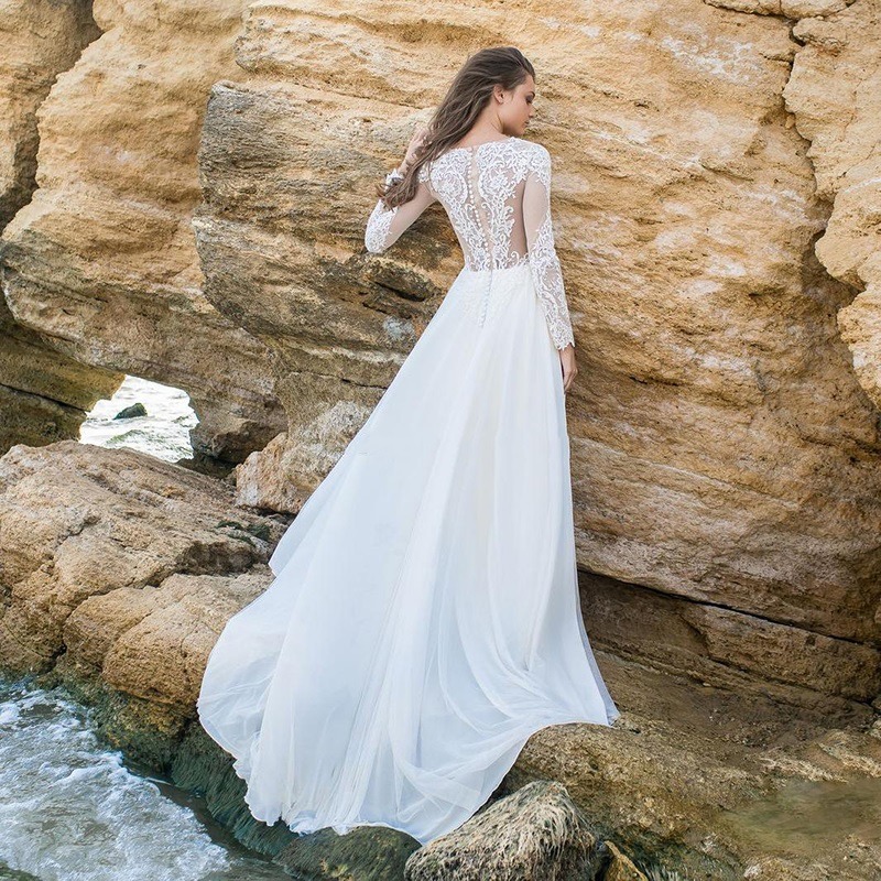 white long sleeve gown