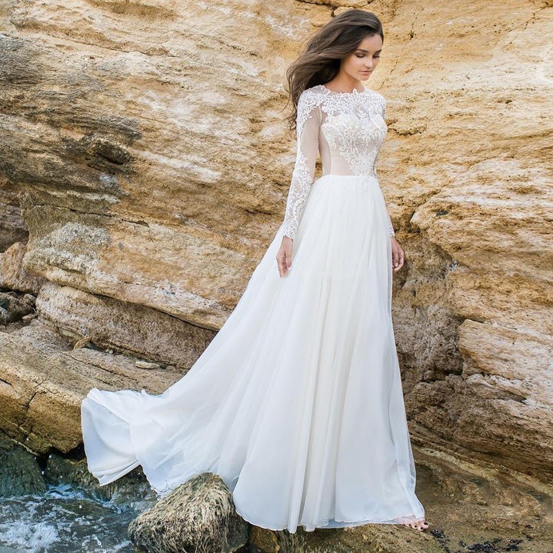 white long sleeve gown