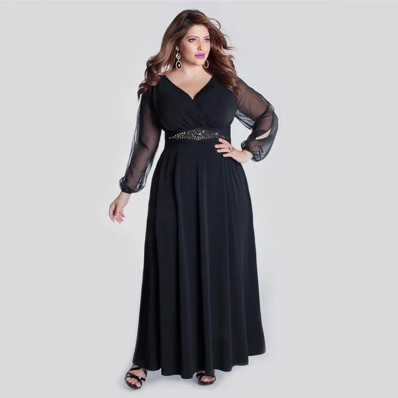 plus size black evening gown