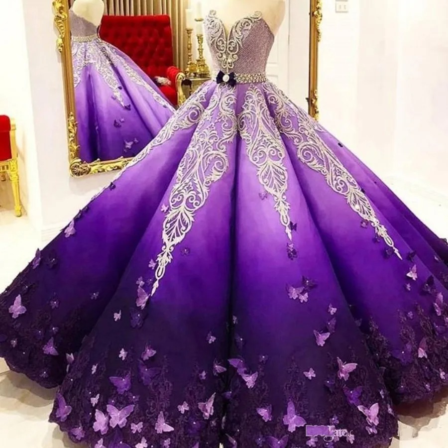 elegant purple ball gown