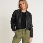 womens leather bomber jacket