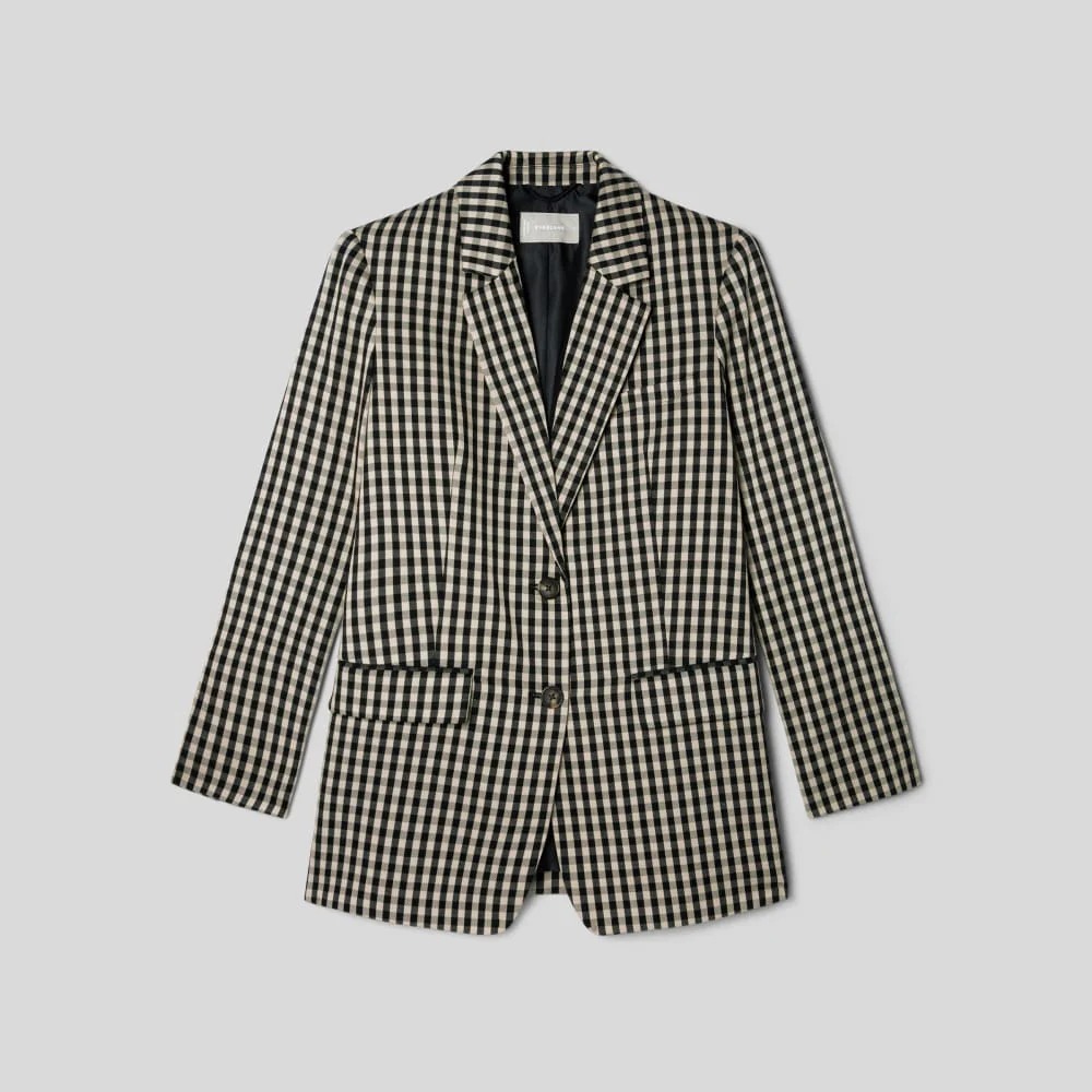 black blazer khaki pants