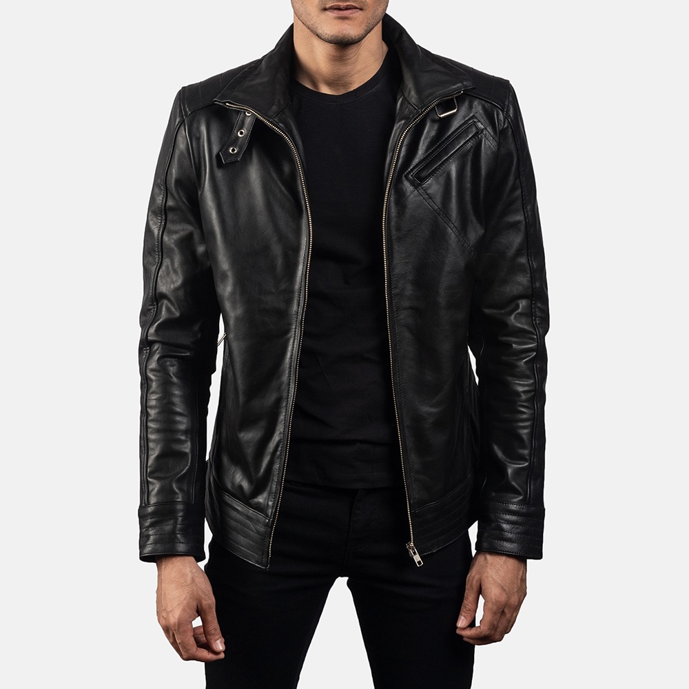 black leather jacket men