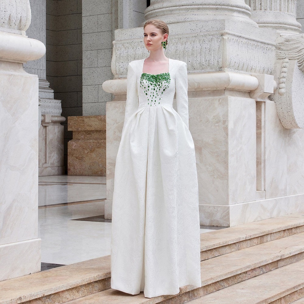 white long sleeve gown