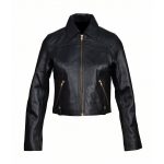 crop leather jacket