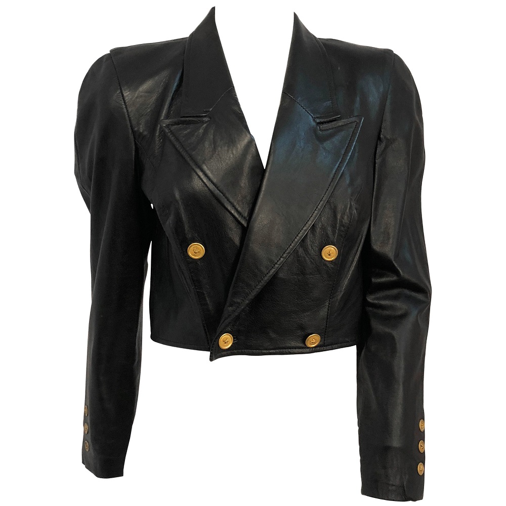 crop leather jacket