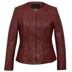 maroon leather jacket