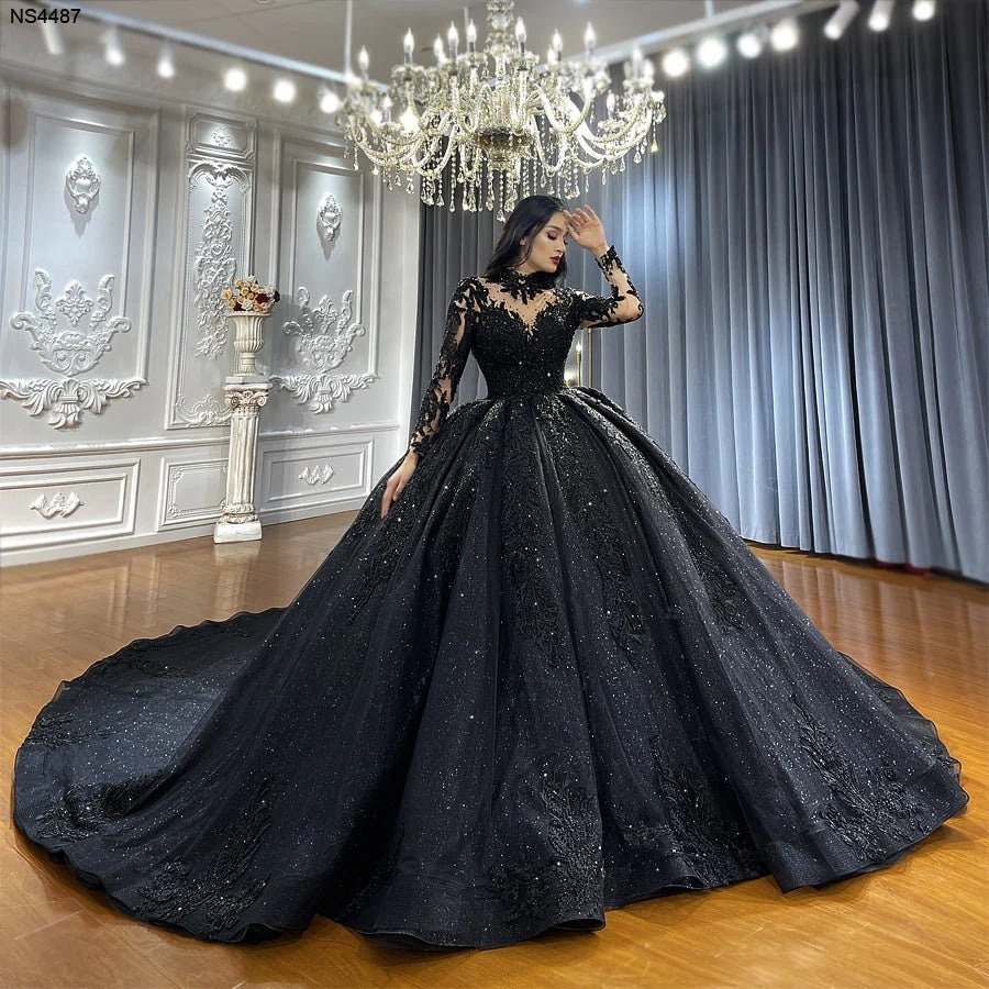 black bridal gown