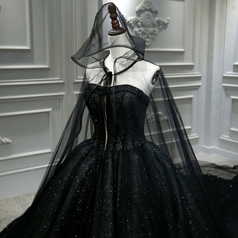 black bridal gown