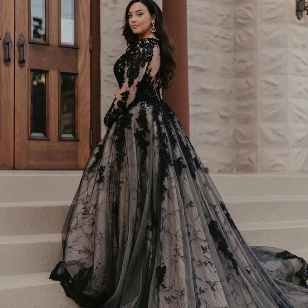 black bridal gown