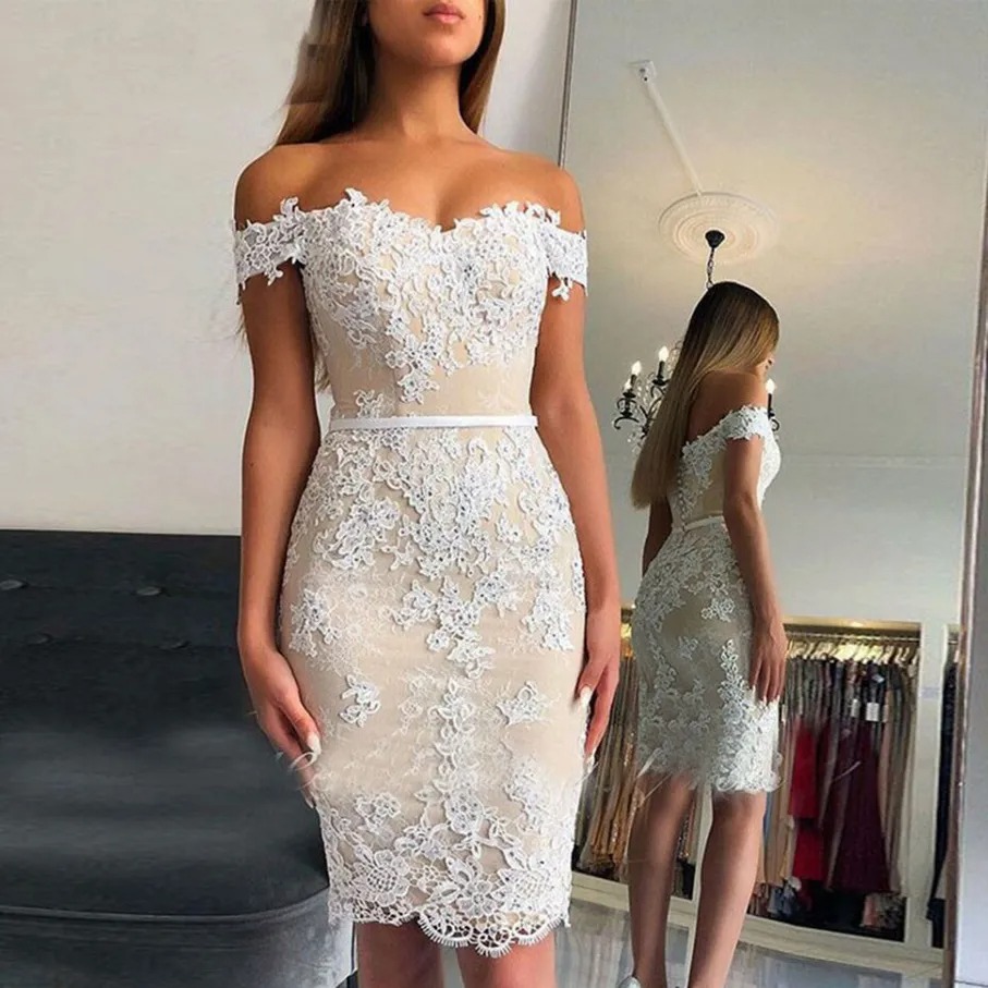 white formal short dress