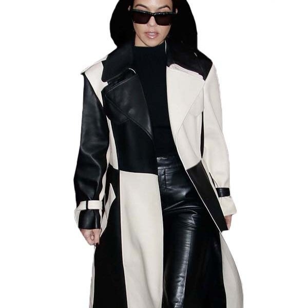 black and white trench coat