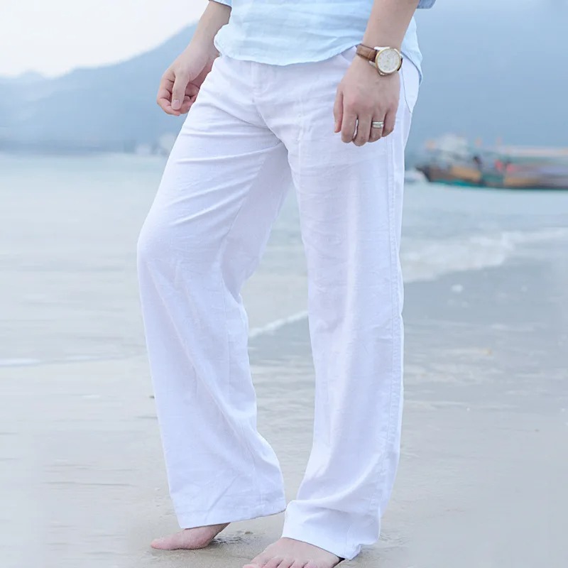 white linen pants