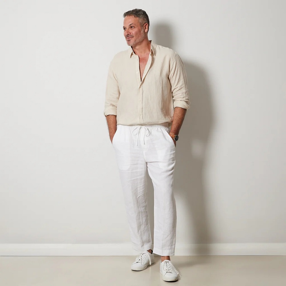 white linen pants