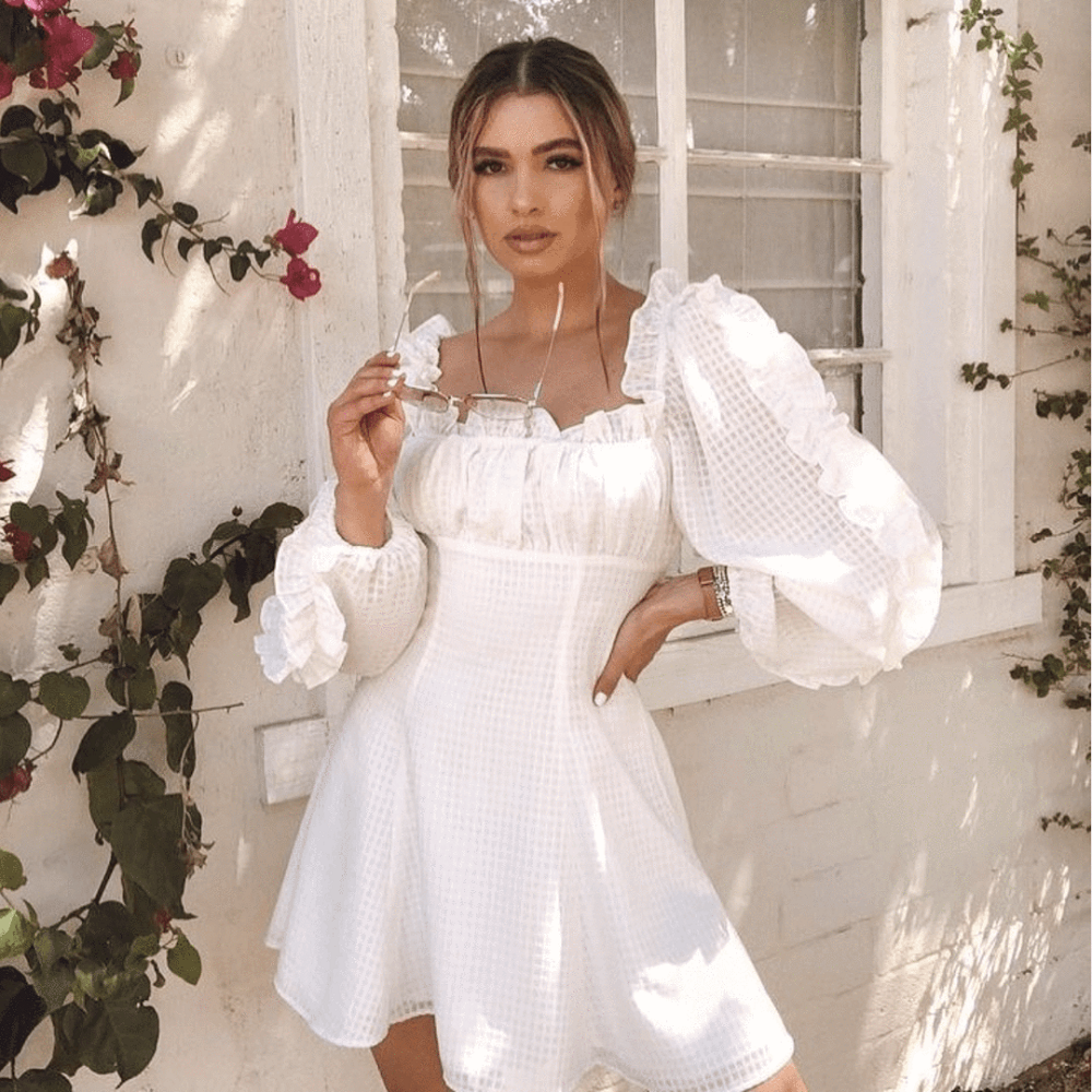 white mini dress